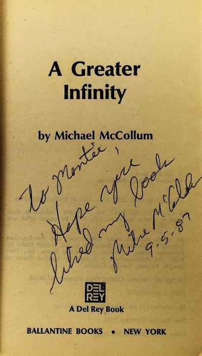 The Space Enterprise - Signed by G. Harry Stine; Lifeboat Earth - Signed by Stanley Schmidt; A Greater Infinity - Signed by Michael McCollom [Photo 17]
