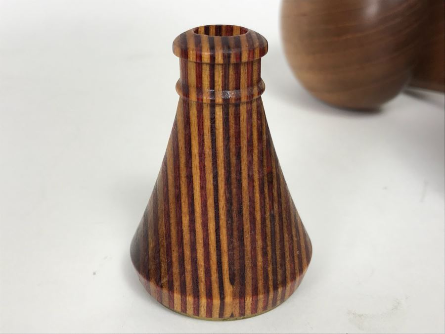 Collection Of Carved And Turned Wooden Art Objects Including A Signed Turned Wooden Bowl By Eugene Santillanes (1935-2015) And Van Cort Instruments Dragonfly [Photo 23]