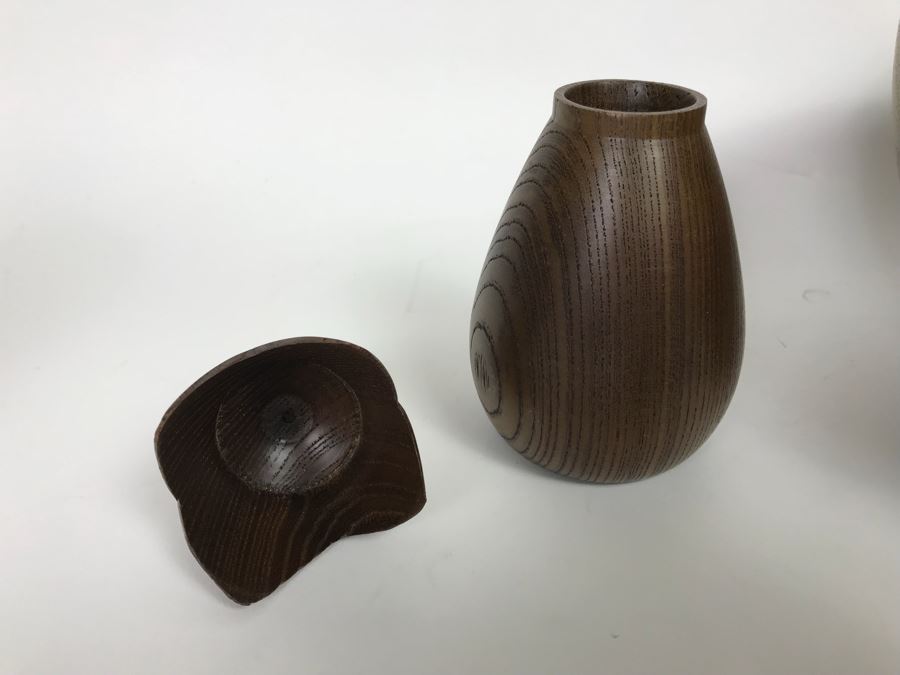 Collection Of Carved And Turned Wooden Art Objects Including A Signed Turned Wooden Bowl By Eugene Santillanes (1935-2015) And Van Cort Instruments Dragonfly [Photo 16]