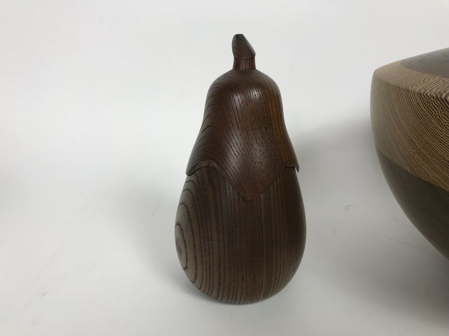 Collection Of Carved And Turned Wooden Art Objects Including A Signed Turned Wooden Bowl By Eugene Santillanes (1935-2015) And Van Cort Instruments Dragonfly [Photo 15]