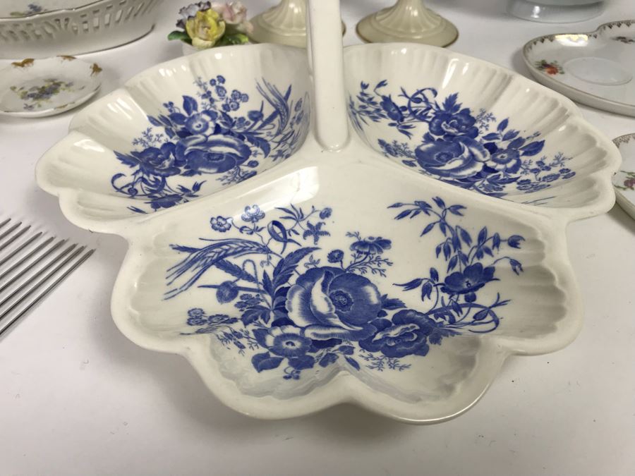 Wedgwood Cornflower Divided Bowl, LENOX Candlesticks, DANSK Gravy Boat, Angel Food Cake Cutter And Various China [Photo 5]