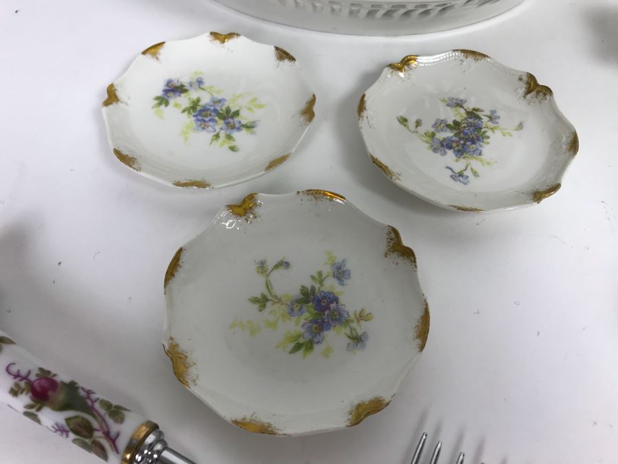 Wedgwood Cornflower Divided Bowl, LENOX Candlesticks, DANSK Gravy Boat, Angel Food Cake Cutter And Various China [Photo 16]