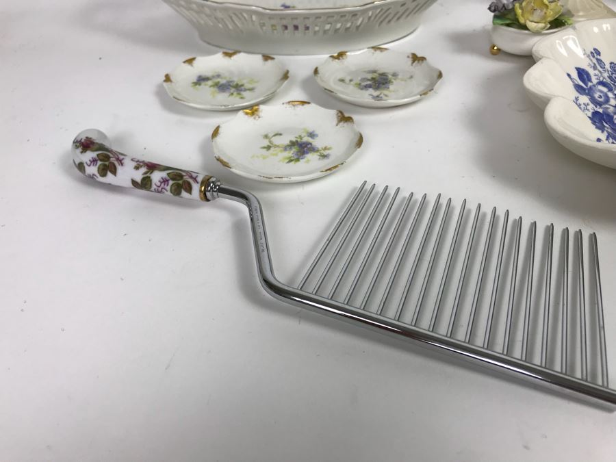 Wedgwood Cornflower Divided Bowl, LENOX Candlesticks, DANSK Gravy Boat, Angel Food Cake Cutter And Various China [Photo 8]