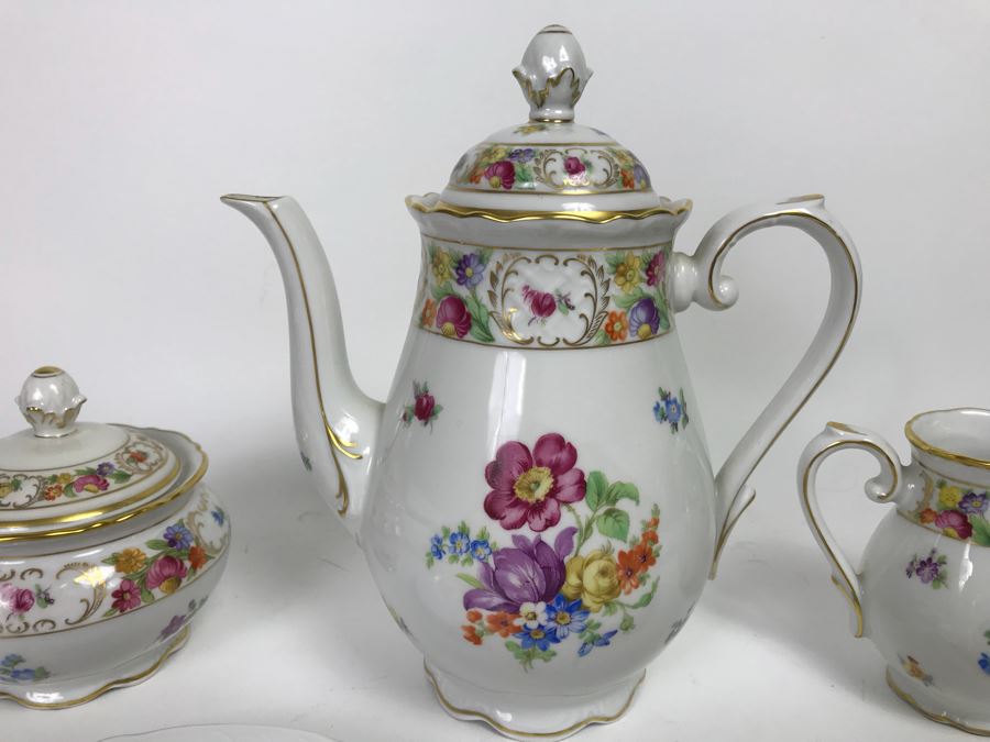 Schumann Bavaria Germany China Set With Coffee Pot, Creamer, Sugar And Plates [Photo 3]