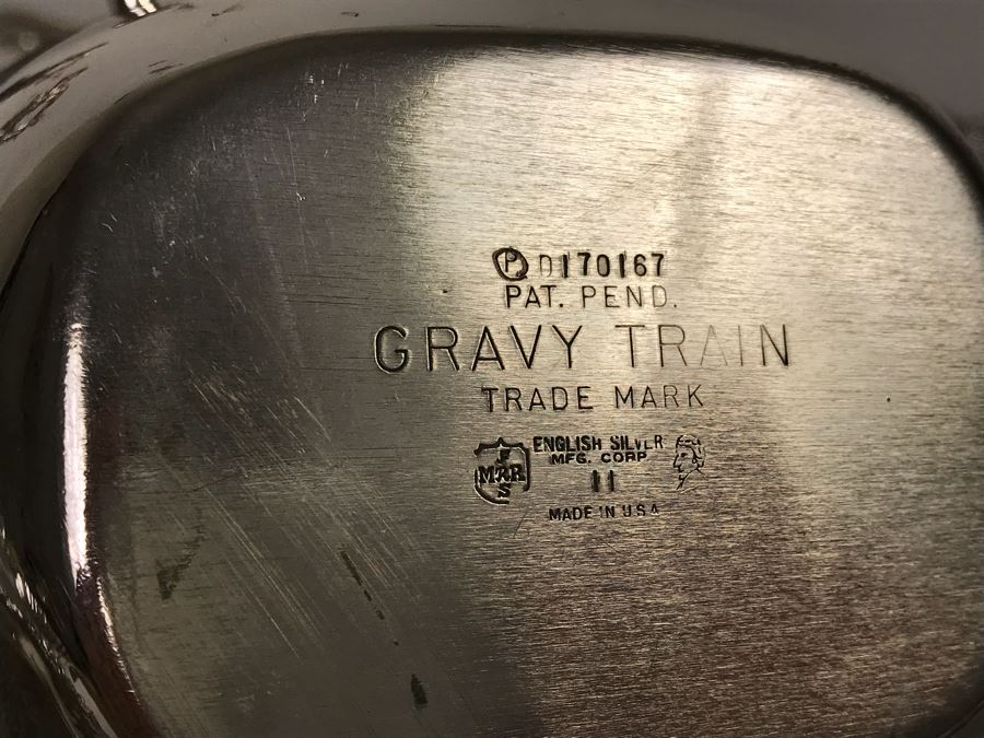 Collection Of Silverplate Serving Pieces Including Large Ornate Chased Tray, Gravy Train, Covered Butter Dishes And Shell Tray [Photo 17]