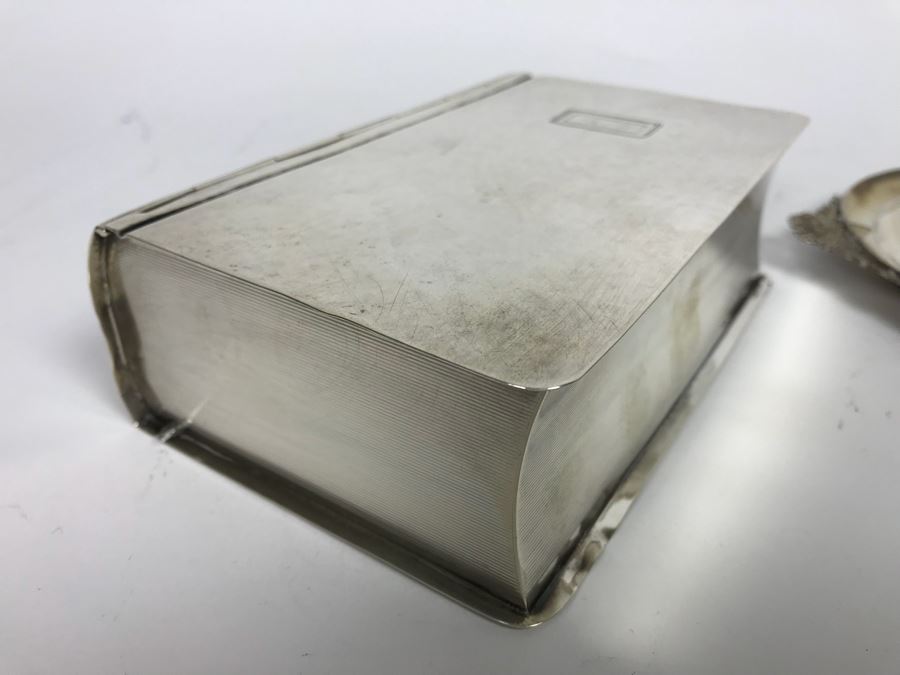 Sterling Silver Box Motif Box And Round Sterling Silver Picture Frame (461g With Glass And Wood Included In Weight) [Photo 8]