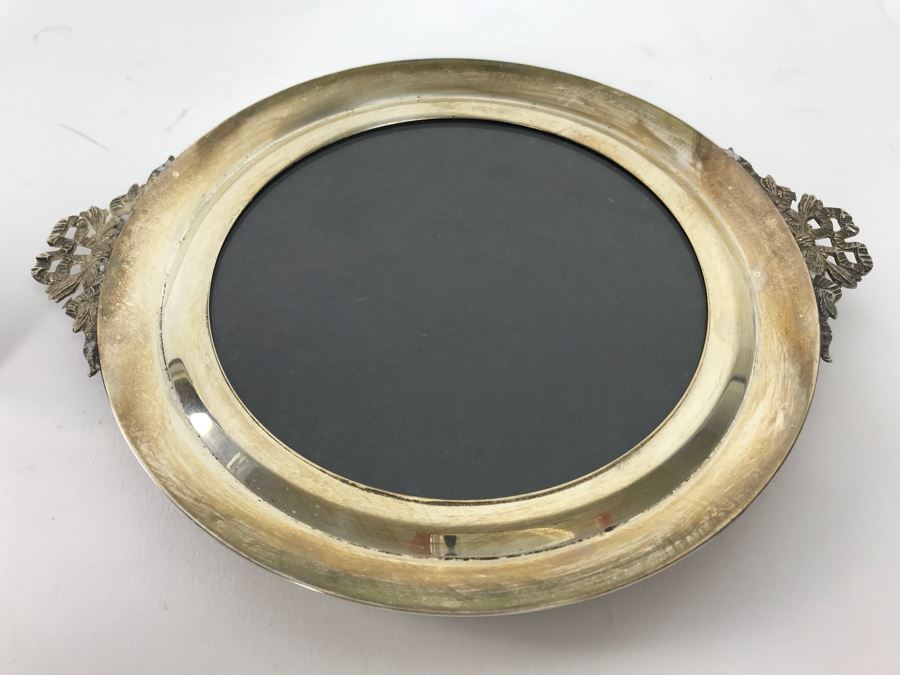 Sterling Silver Box Motif Box And Round Sterling Silver Picture Frame (461g With Glass And Wood Included In Weight) [Photo 4]