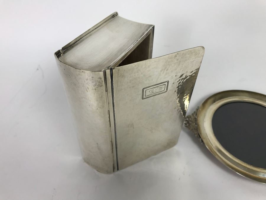 Sterling Silver Box Motif Box And Round Sterling Silver Picture Frame (461g With Glass And Wood Included In Weight) [Photo 6]