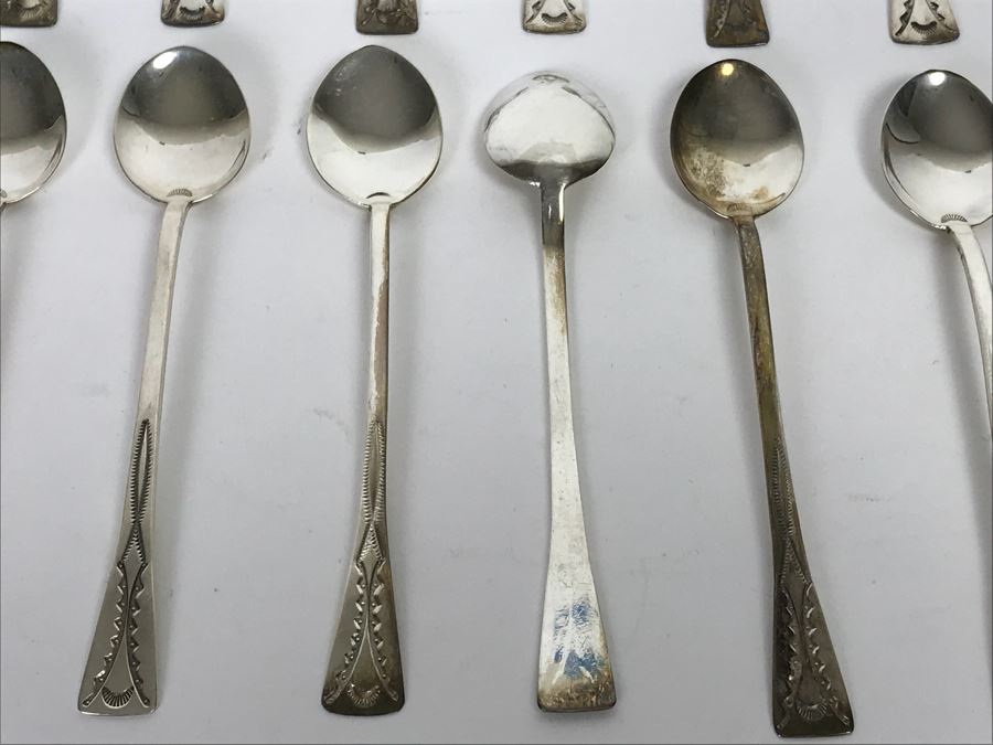 (16) Chased Sterling Silver Spoons 204g [Photo 7]