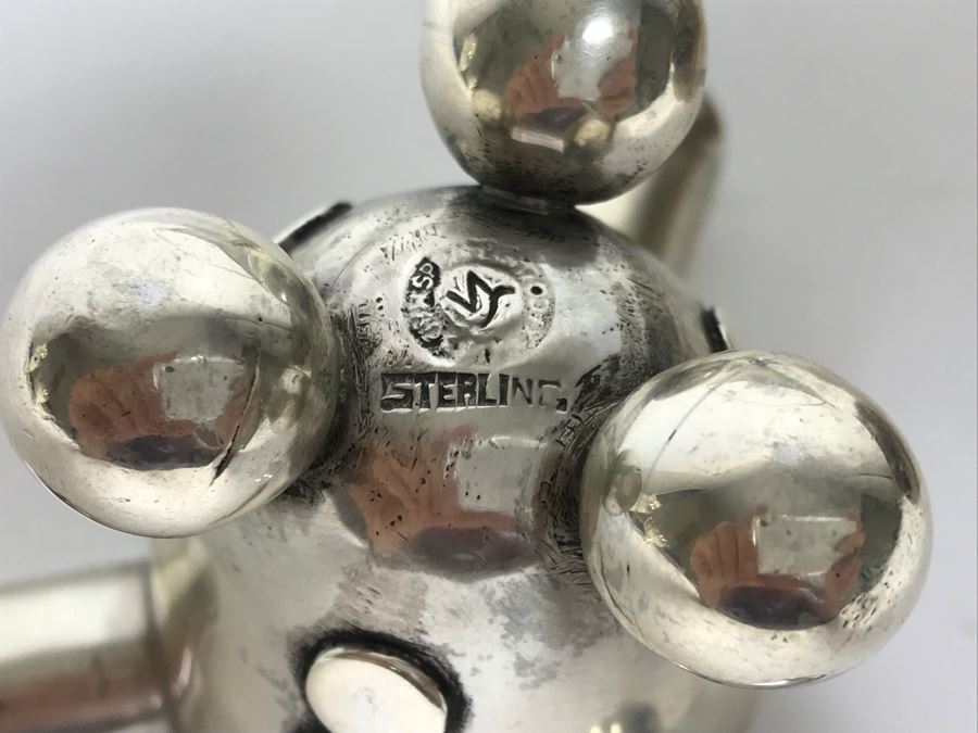 Sterling Silver Hallmarked Ashtray, Fisher Sterling Silver Cup With Wooden Handle And Weighted Sterling Silver Handled Footed Bowl (167g Weight Includes Wooden Handle But Not Weighted Bowl) [Photo 7]