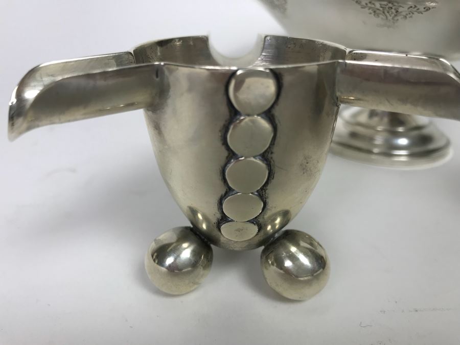 Sterling Silver Hallmarked Ashtray, Fisher Sterling Silver Cup With Wooden Handle And Weighted Sterling Silver Handled Footed Bowl (167g Weight Includes Wooden Handle But Not Weighted Bowl) [Photo 6]