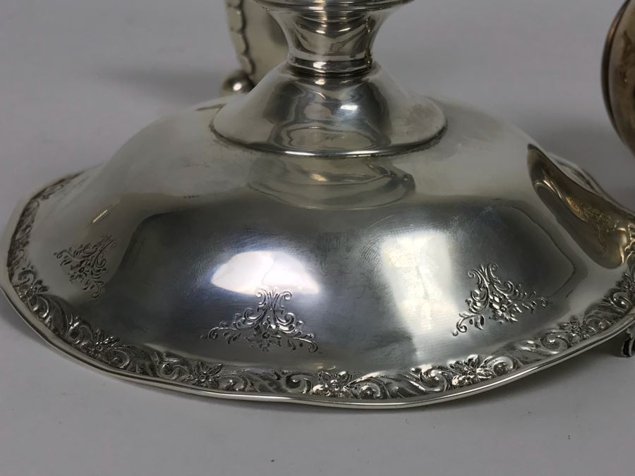 Sterling Silver Hallmarked Ashtray, Fisher Sterling Silver Cup With Wooden Handle And Weighted Sterling Silver Handled Footed Bowl (167g Weight Includes Wooden Handle But Not Weighted Bowl) [Photo 15]