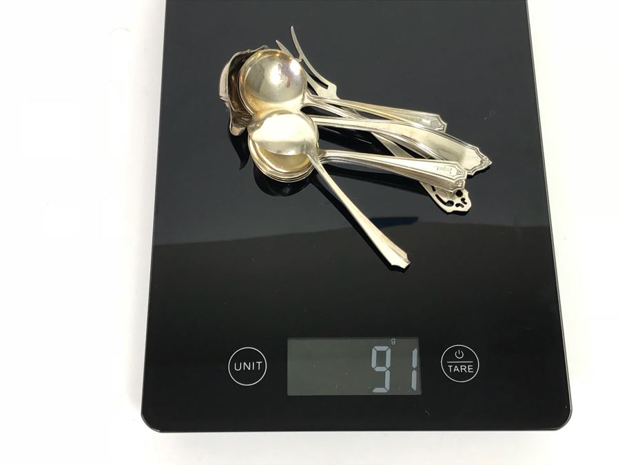 (6) Sterling Silver Spoons, Fork And Ladle Plus Various Sterling Silver Handle Forks, Knives And GORHAM Sterling Handle Letter Opener (91g Of Sterling) [Photo 2]