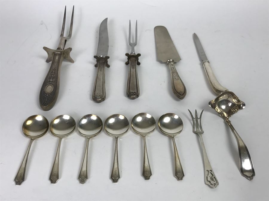 (6) Sterling Silver Spoons, Fork And Ladle Plus Various Sterling Silver ...