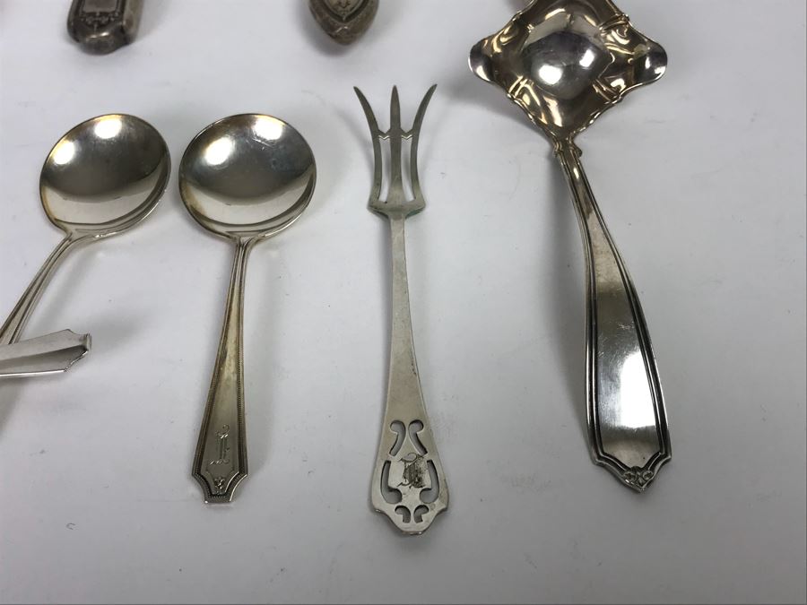 (6) Sterling Silver Spoons, Fork And Ladle Plus Various Sterling Silver Handle Forks, Knives And GORHAM Sterling Handle Letter Opener (91g Of Sterling) [Photo 8]