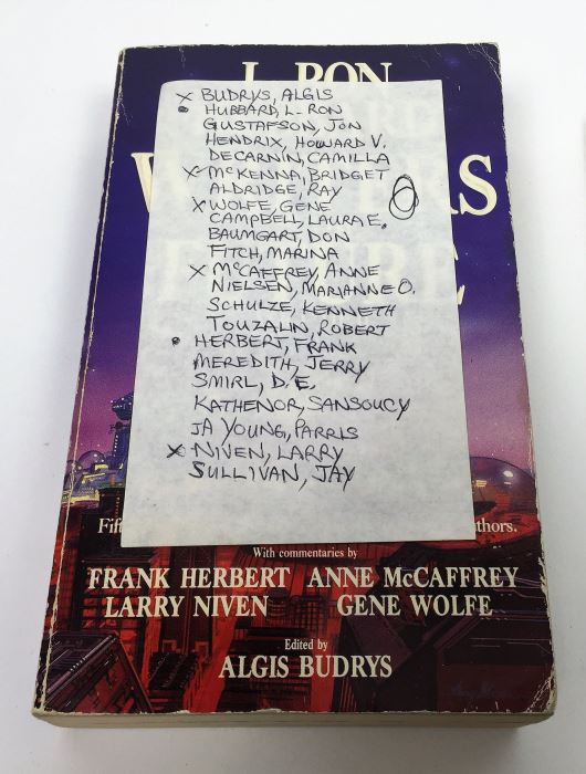 Writers of the Future - Signed by Algis Budrys, Bridget McKenna, Gene Wolfe, Ane McCaffrey & Larry Niven; Astounding Tales of Space & Time - Signed by Jack Williamson; The Oddballs - Signed by Algis Budrys, Fritz Leiber, Robert Bloch & Poul Anderson [Photo 2]