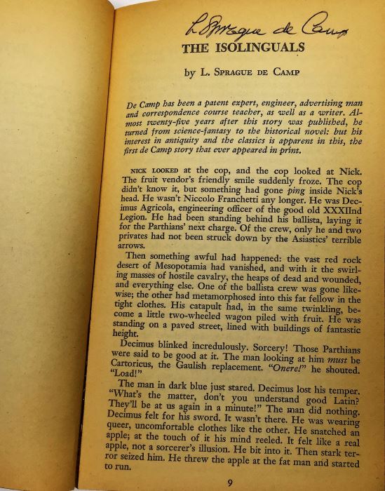 Pawn to Infinity - Signed by Fred Saberhagen, Poul Anderson & George R.R.Martin; Futures to Infinity - Signed by L. Sprague de Camp, A.E. Van Vogt & Ray Bradbury; First Flight: Maiden Voyages in Space & Time - Signed by L. Sprague de Camp [Photo 28]