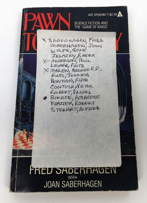 Pawn to Infinity - Signed by Fred Saberhagen, Poul Anderson & George R.R.Martin; Futures to Infinity - Signed by L. Sprague de Camp, A.E. Van Vogt & Ray Bradbury; First Flight: Maiden Voyages in Space & Time - Signed by L. Sprague de Camp [Photo 3]