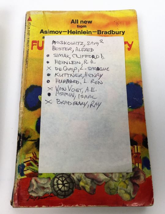 Pawn to Infinity - Signed by Fred Saberhagen, Poul Anderson & George R.R.Martin; Futures to Infinity - Signed by L. Sprague de Camp, A.E. Van Vogt & Ray Bradbury; First Flight: Maiden Voyages in Space & Time - Signed by L. Sprague de Camp [Photo 14]