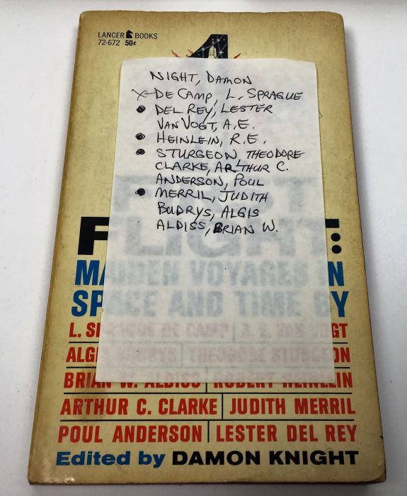 Pawn to Infinity - Signed by Fred Saberhagen, Poul Anderson & George R.R.Martin; Futures to Infinity - Signed by L. Sprague de Camp, A.E. Van Vogt & Ray Bradbury; First Flight: Maiden Voyages in Space & Time - Signed by L. Sprague de Camp [Photo 25]