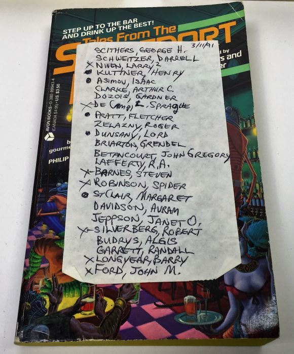 Conan the Swordsman - Signed by L. Sprague de Camp; Free Lancers - Signed by Lois McMaster Bujold; Tales from the Spaceport Bar - Signed by Larry NIven, L. Sprague de Camp, Steven Barnes, Spider Robinson, Robert Silverberg, Barry B. Longyear, etc. [Photo 15]