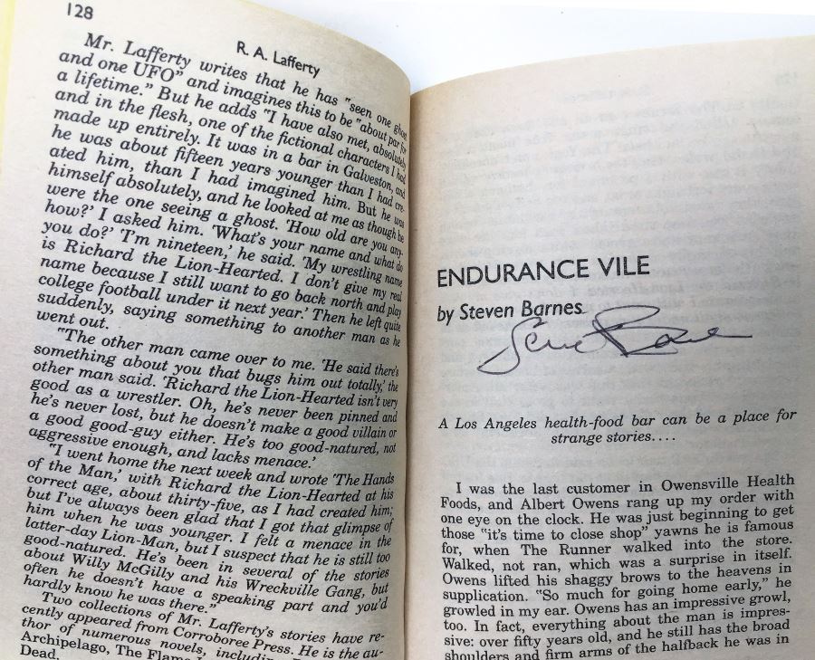 Conan the Swordsman - Signed by L. Sprague de Camp; Free Lancers - Signed by Lois McMaster Bujold; Tales from the Spaceport Bar - Signed by Larry NIven, L. Sprague de Camp, Steven Barnes, Spider Robinson, Robert Silverberg, Barry B. Longyear, etc. [Photo 22]