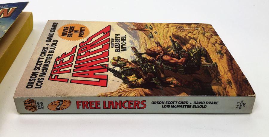 Conan the Swordsman - Signed by L. Sprague de Camp; Free Lancers - Signed by Lois McMaster Bujold; Tales from the Spaceport Bar - Signed by Larry NIven, L. Sprague de Camp, Steven Barnes, Spider Robinson, Robert Silverberg, Barry B. Longyear, etc. [Photo 9]