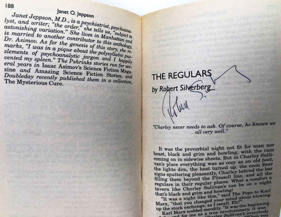 Conan the Swordsman - Signed by L. Sprague de Camp; Free Lancers - Signed by Lois McMaster Bujold; Tales from the Spaceport Bar - Signed by Larry NIven, L. Sprague de Camp, Steven Barnes, Spider Robinson, Robert Silverberg, Barry B. Longyear, etc. [Photo 26]