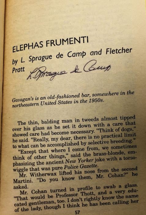 Conan the Swordsman - Signed by L. Sprague de Camp; Free Lancers - Signed by Lois McMaster Bujold; Tales from the Spaceport Bar - Signed by Larry NIven, L. Sprague de Camp, Steven Barnes, Spider Robinson, Robert Silverberg, Barry B. Longyear, etc. [Photo 20]