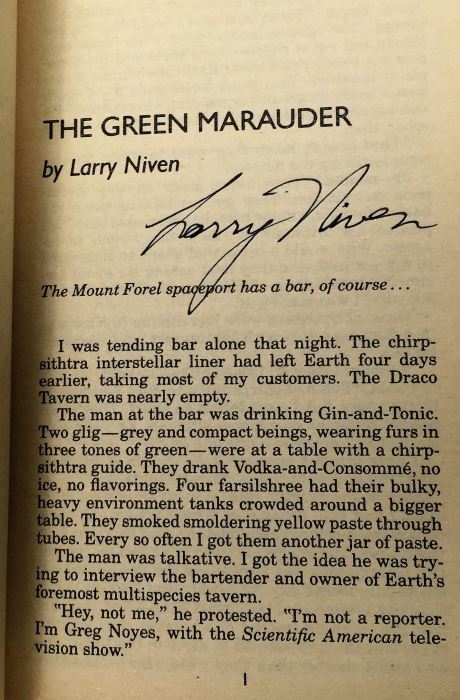 Conan the Swordsman - Signed by L. Sprague de Camp; Free Lancers - Signed by Lois McMaster Bujold; Tales from the Spaceport Bar - Signed by Larry NIven, L. Sprague de Camp, Steven Barnes, Spider Robinson, Robert Silverberg, Barry B. Longyear, etc. [Photo 18]