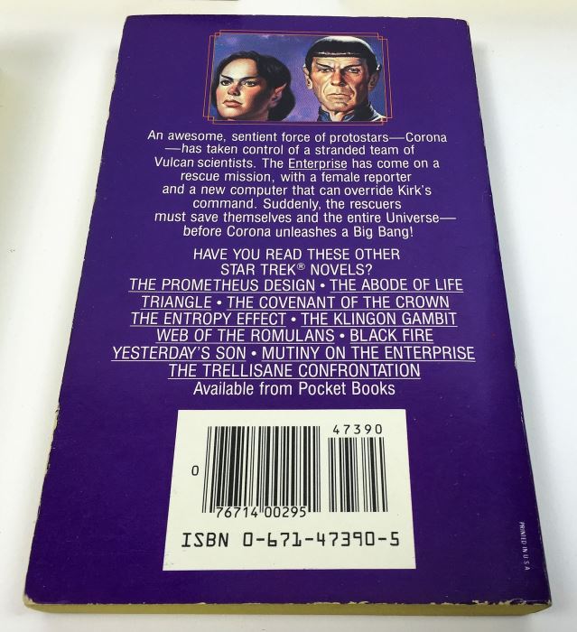 New Star Trek Novel Collection: Yesterday's Son - Signed by A.C. Crispin; Time for Yesterday - Signed by A.C. Crispin; Vulcan's Glory - Signed by D.C. Fontana; Memory Prime - Signed by Gar & Judith Reeves-Stevens; Corona - Signed by Greg Bear [Photo 28]