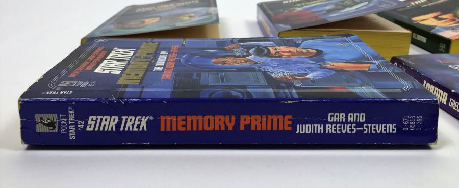 New Star Trek Novel Collection: Yesterday's Son - Signed by A.C. Crispin; Time for Yesterday - Signed by A.C. Crispin; Vulcan's Glory - Signed by D.C. Fontana; Memory Prime - Signed by Gar & Judith Reeves-Stevens; Corona - Signed by Greg Bear [Photo 22]