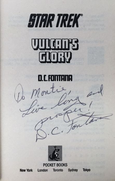 New Star Trek Novel Collection: Yesterday's Son - Signed by A.C. Crispin; Time for Yesterday - Signed by A.C. Crispin; Vulcan's Glory - Signed by D.C. Fontana; Memory Prime - Signed by Gar & Judith Reeves-Stevens; Corona - Signed by Greg Bear [Photo 19]