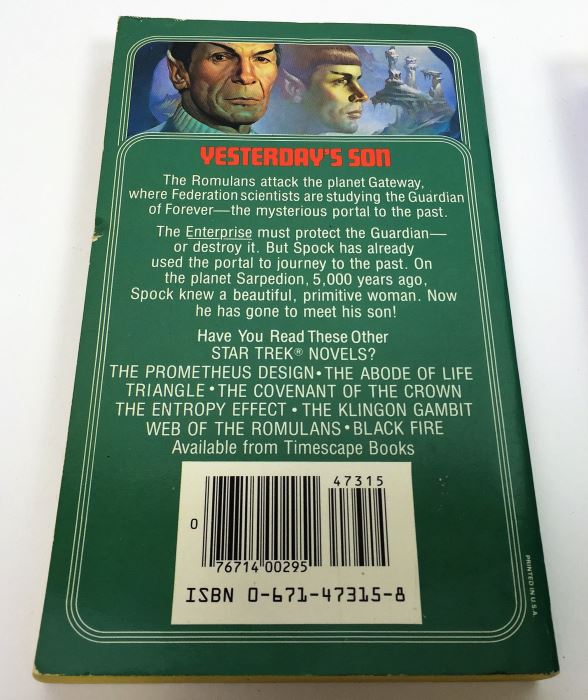 New Star Trek Novel Collection: Yesterday's Son - Signed by A.C. Crispin; Time for Yesterday - Signed by A.C. Crispin; Vulcan's Glory - Signed by D.C. Fontana; Memory Prime - Signed by Gar & Judith Reeves-Stevens; Corona - Signed by Greg Bear [Photo 8]
