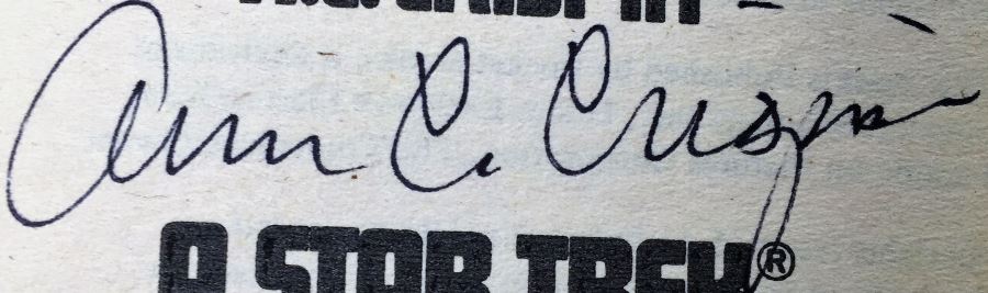 New Star Trek Novel Collection: Yesterday's Son - Signed by A.C. Crispin; Time for Yesterday - Signed by A.C. Crispin; Vulcan's Glory - Signed by D.C. Fontana; Memory Prime - Signed by Gar & Judith Reeves-Stevens; Corona - Signed by Greg Bear [Photo 10]