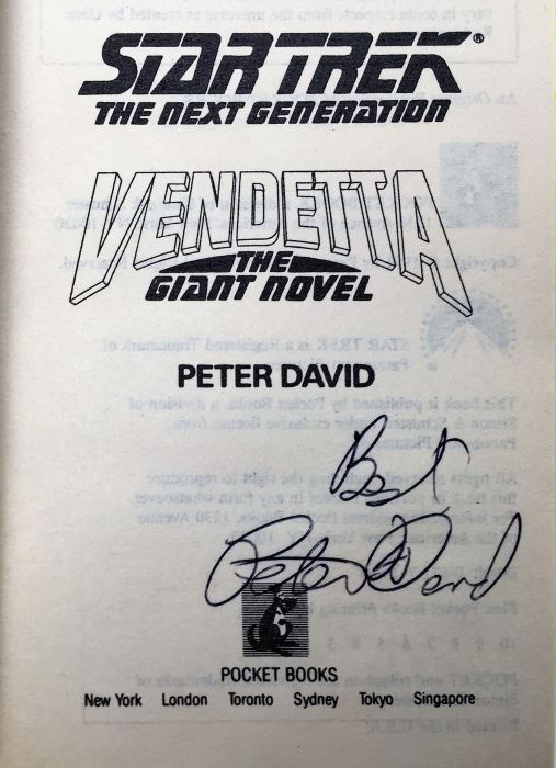 Peter David Collection: Star Trek The Next Generation: Q-in-Law, Vendetta: The Giant Novel, A Rock & A Hard Place, Strike Zone - Signed by Peter David [Photo 12]