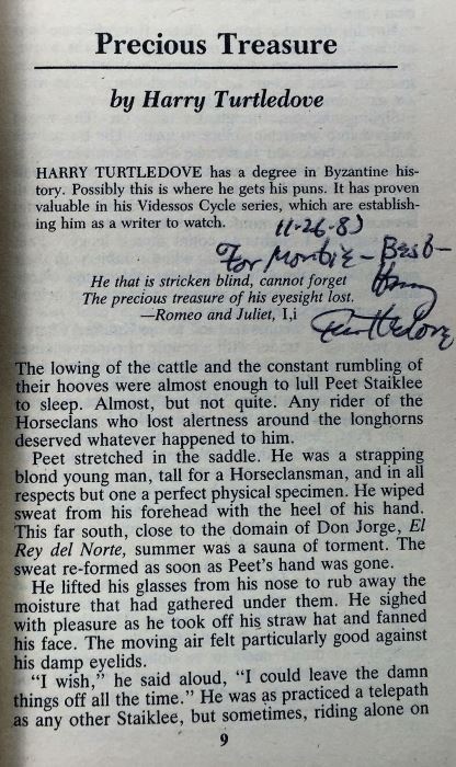 Robert Adams Collection: Phantom Regiments & Friends of the Horseclans II - Multiple signatures: Martin Greenberg, Larry Niven, Harry Turtledove, Susan Shwartz, Steven Barnes & Mercedes Lackey [Photo 14]