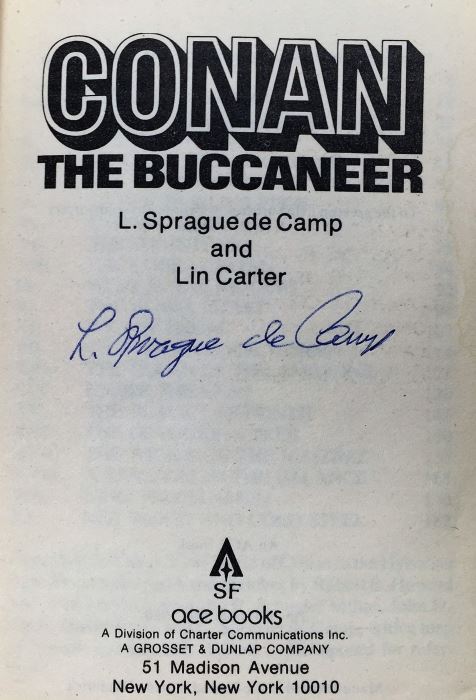 Robert E. Howard, L. Sprague de Camp & Lin Howard Collection: Conan - The Wanderer, The Avenger, The Buccaneer & of Cimmeria - Signed by L. Sprague de Camp [Photo 18]