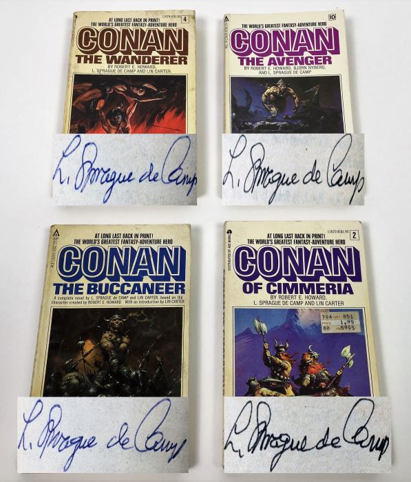 Robert E. Howard, L. Sprague de Camp & Lin Howard Collection: Conan - The Wanderer, The Avenger, The Buccaneer & of Cimmeria - Signed by L. Sprague de Camp