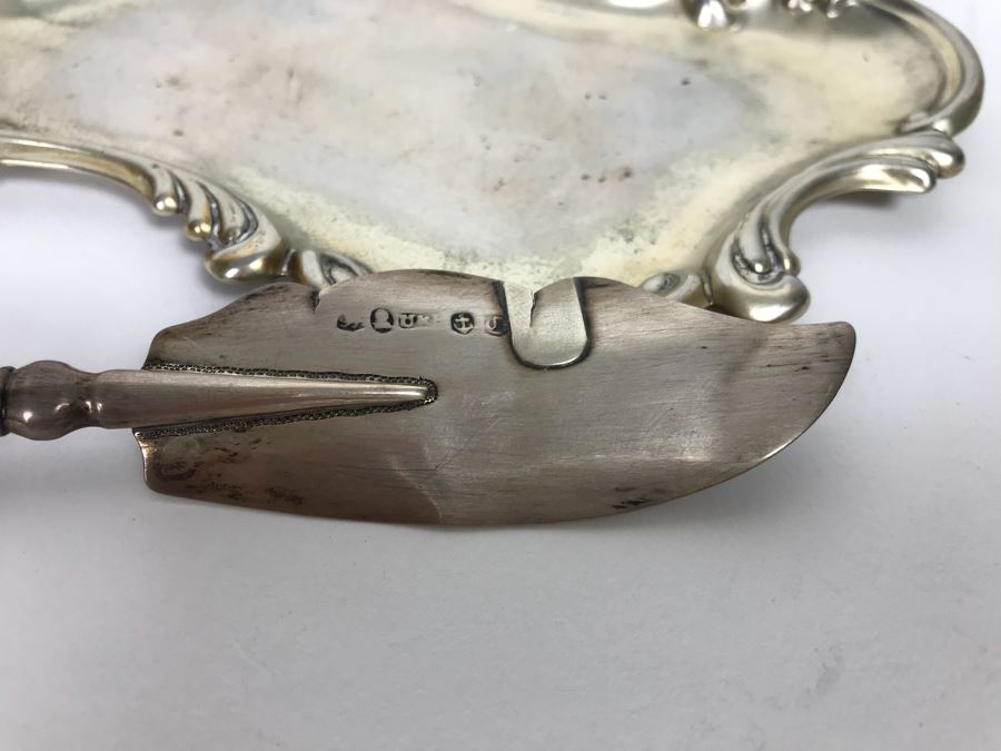 Antique Sterling Silver Fish Server, Sterling Silver Tray, Sterling