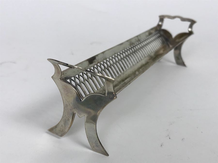 Antique Sterling Silver Fish Server, Sterling Silver Tray, Sterling Silver Salt Cellar With Spoon And Long Sterling Silver Rack 166g [Photo 16]