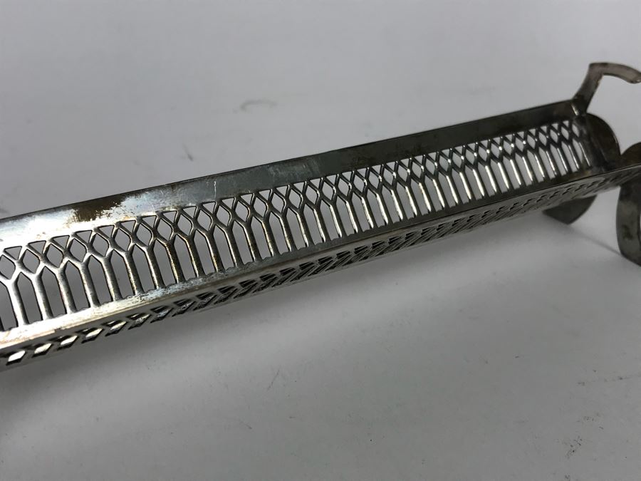 Antique Sterling Silver Fish Server, Sterling Silver Tray, Sterling Silver Salt Cellar With Spoon And Long Sterling Silver Rack 166g [Photo 15]