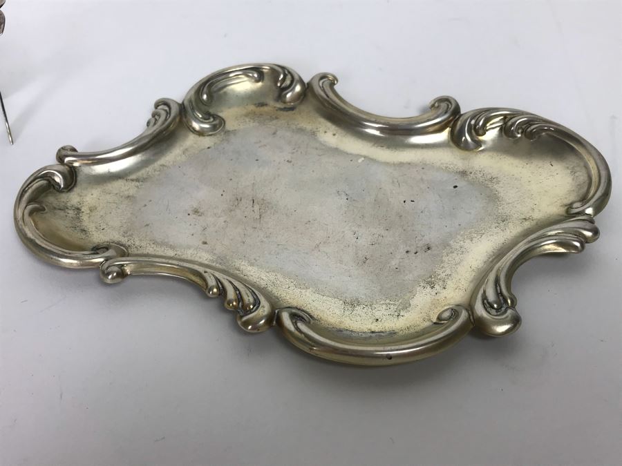 Antique Sterling Silver Fish Server, Sterling Silver Tray, Sterling Silver Salt Cellar With Spoon And Long Sterling Silver Rack 166g [Photo 7]