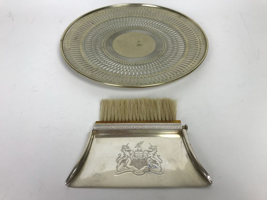 The Sheffield Silver Co EPC 25 Silver On Copper Butler Pan And Brush Crumb Catcher And Nickel Silver V B Co Plate
