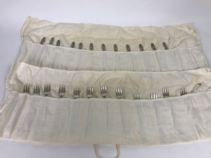 Sterling Silver Flatware (12) Forks And (12) Spoons (521g One Fork Not Included In Weight) [Photo 5]