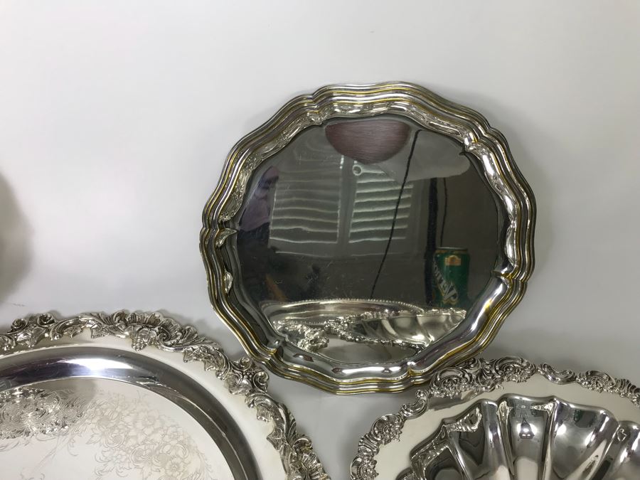 Collection Of (7) Round Silverplate Trays Including Gorham, Wallace, Wilcox, Webster-Wilcox And EL Italy [Photo 7]