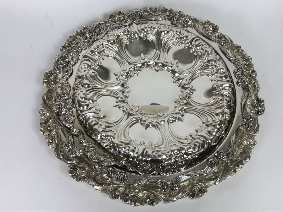 Collection Of (7) Round Silverplate Trays Including Gorham, Wallace, Wilcox, Webster-Wilcox And EL Italy [Photo 2]