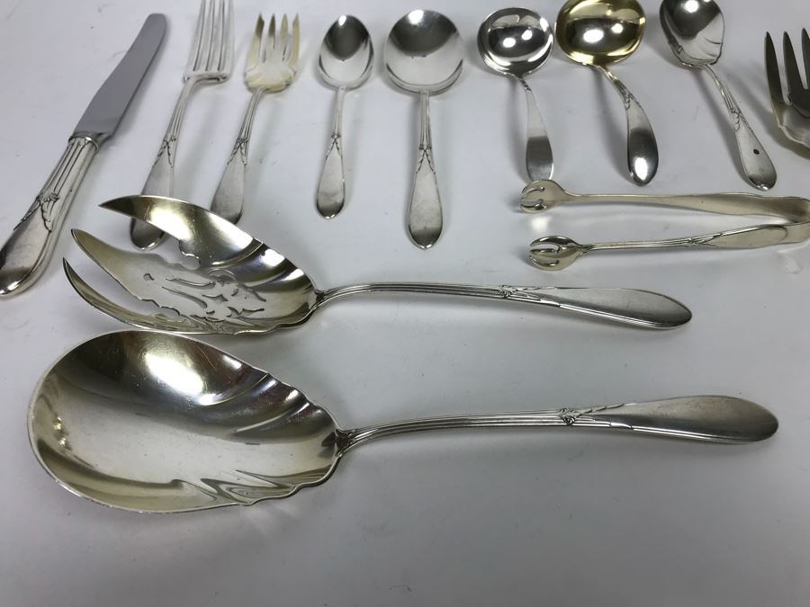 GORHAM Sterling Silver Rose Marie Pattern Flatware Set For 12 Service And Wooden Silverware Box 2,355g Of Sterling [Photo 11]
