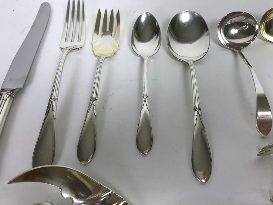 GORHAM Sterling Silver Rose Marie Pattern Flatware Set For 12 Service And Wooden Silverware Box 2,355g Of Sterling [Photo 12]
