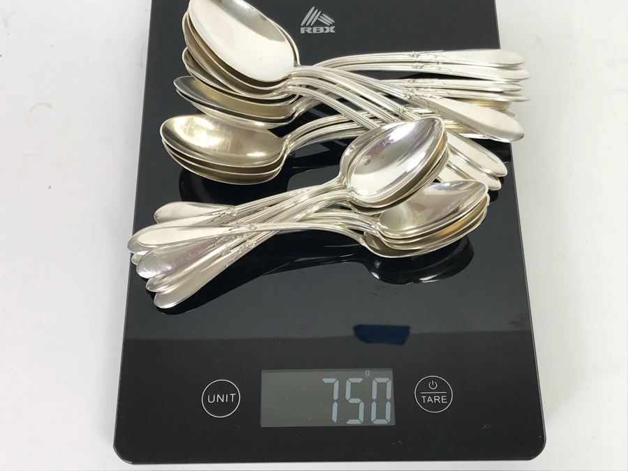 GORHAM Sterling Silver Rose Marie Pattern Flatware Set For 12 Service And Wooden Silverware Box 2,355g Of Sterling [Photo 20]